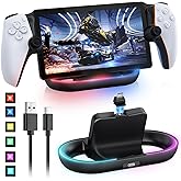 FASTSNAIL Charging Stand for PS Portal Compatible with Hard/Soft Cover, RGB Charge Station for TPU/EVA/Silicone Protective Case When Charging, Charge Holder for PlayStation 5 Portal (Black)