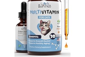 WOOF 'N' PURR Cat Multivitamin - Promotes Healthy Skin & Coat, Joint Support, Longevity & More - Cat Vitamins - Cat Supplements & Vitamins - Cat Vitamins for Indoor Cats - Kitten Vitamins - Cat Immune Support - 1oz