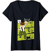 Women's Ben 10 Three Alien Transformation Blocks Cartoon V-Neck T-Shirt