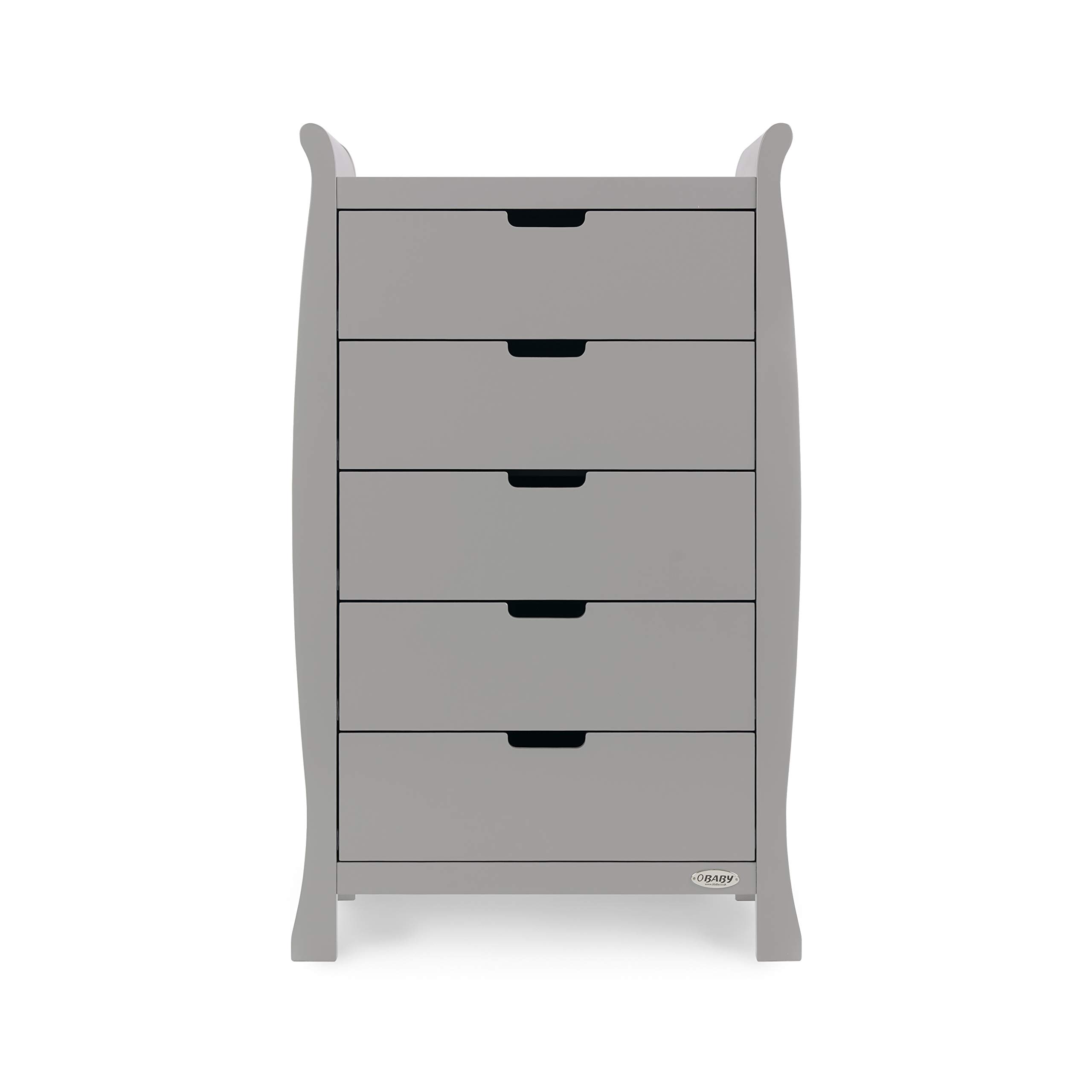 Obaby Stamford Tall Chest of Drawers – Warm Grey Nursery Storage Unit with 5 Spacious Drawers
