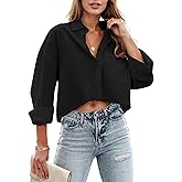 Zeagoo Women's Long Sleeve V Neck Button Down Collared Blouse