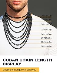 U7 Rapper Necklace Black Stainless Steel 6mm Cuban