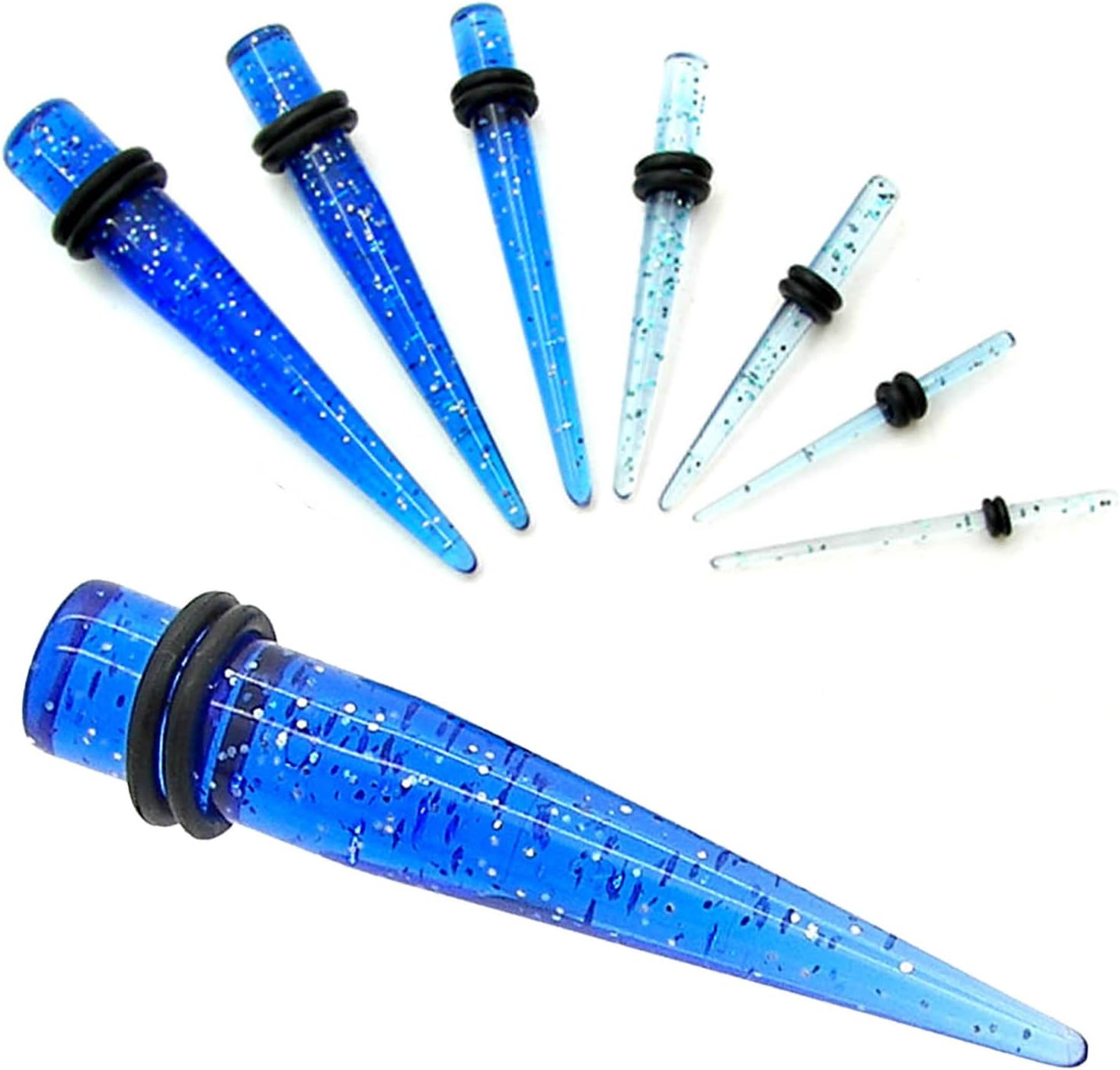 Lavida 1 Piece or Set of 8 Ear Taper Stretcher Expander for Flesh Tunnel Plug 1,6 2 3 4 5 6 8 10 mm Purple Glitter