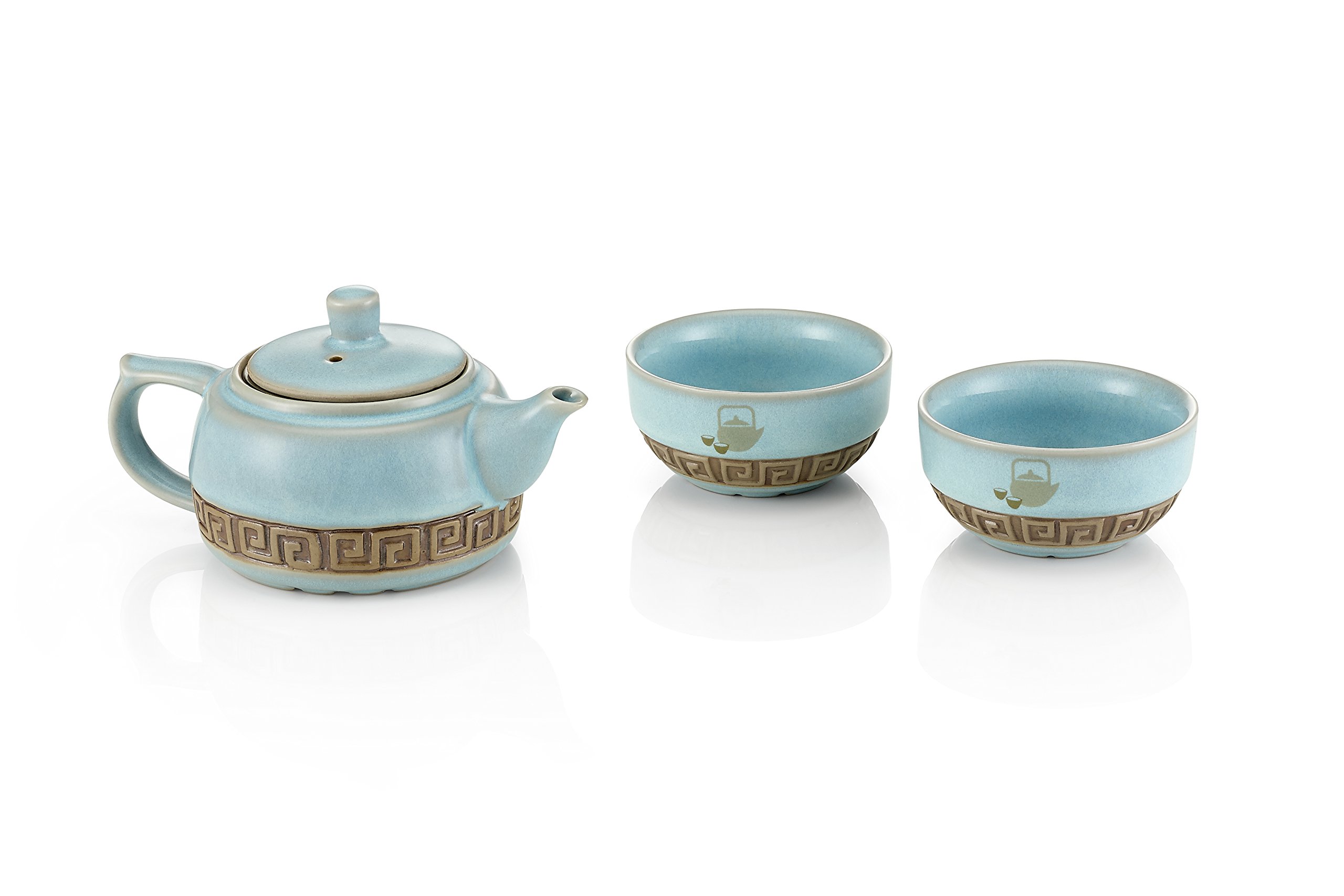 TEA SOUL "Ru Ware Porcelain Teapot with 2 Cups, Blue, 205 ml