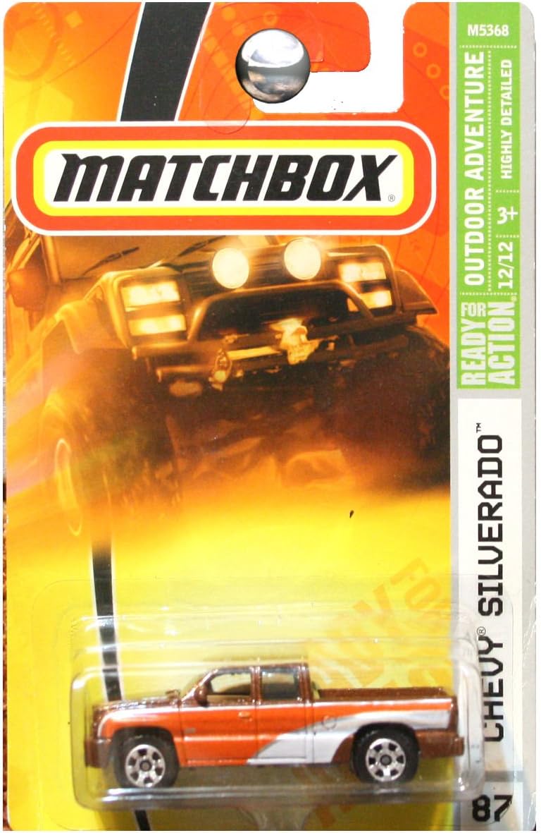 Matchbox 2008 Outdoor Adventure Chevrolet Chevy Silverado Pickup Truck in Brown Orange #87