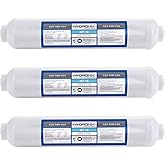 Hydronix ICF-10 Inline Post Activated Carbon Water Filter Replacement Cartridge with 1/4-Inch NPT for Refrigerator, Ice Maker, RO Reverse Osmosis System, 2000 Gallons - 1 Year Capacity (3 Pack)