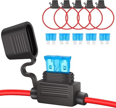 JatilEr 5 Pcs Inline Fuse Holder 16AWG 12V 15A Waterproof Copper Wire