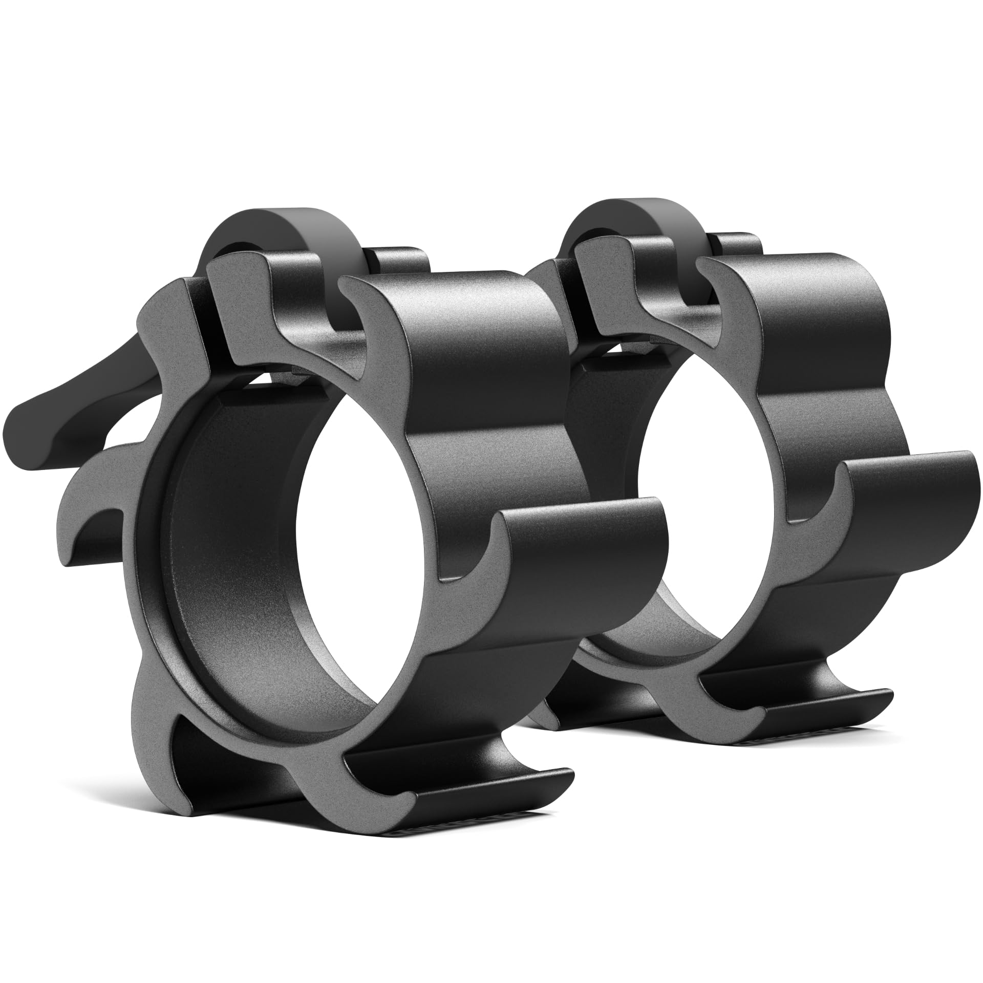 iheartsynergee Synergee Jet Black Aluminium Barbell Collars - Locking 2" Olympic Size Weight Clamps - Quick Release Collar Clips - Bar Clamps Great for Crossfit, Olympic Lifts and Strength Training