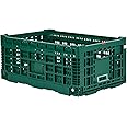 Restaurantware Cater Tek 43 Liter Collapsible Crate 1 Stackable Storage Crate - With Handles Mesh Design Green Plastic Folding Crate Heavy-Duty For Home Garage Or Commercial Use