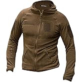 FREE SOLDIER Men's Tactical Long Sleeve Fleece Coat Weatherproof Full Zip Up Lightweight Fleece Jacket Sweatshirt