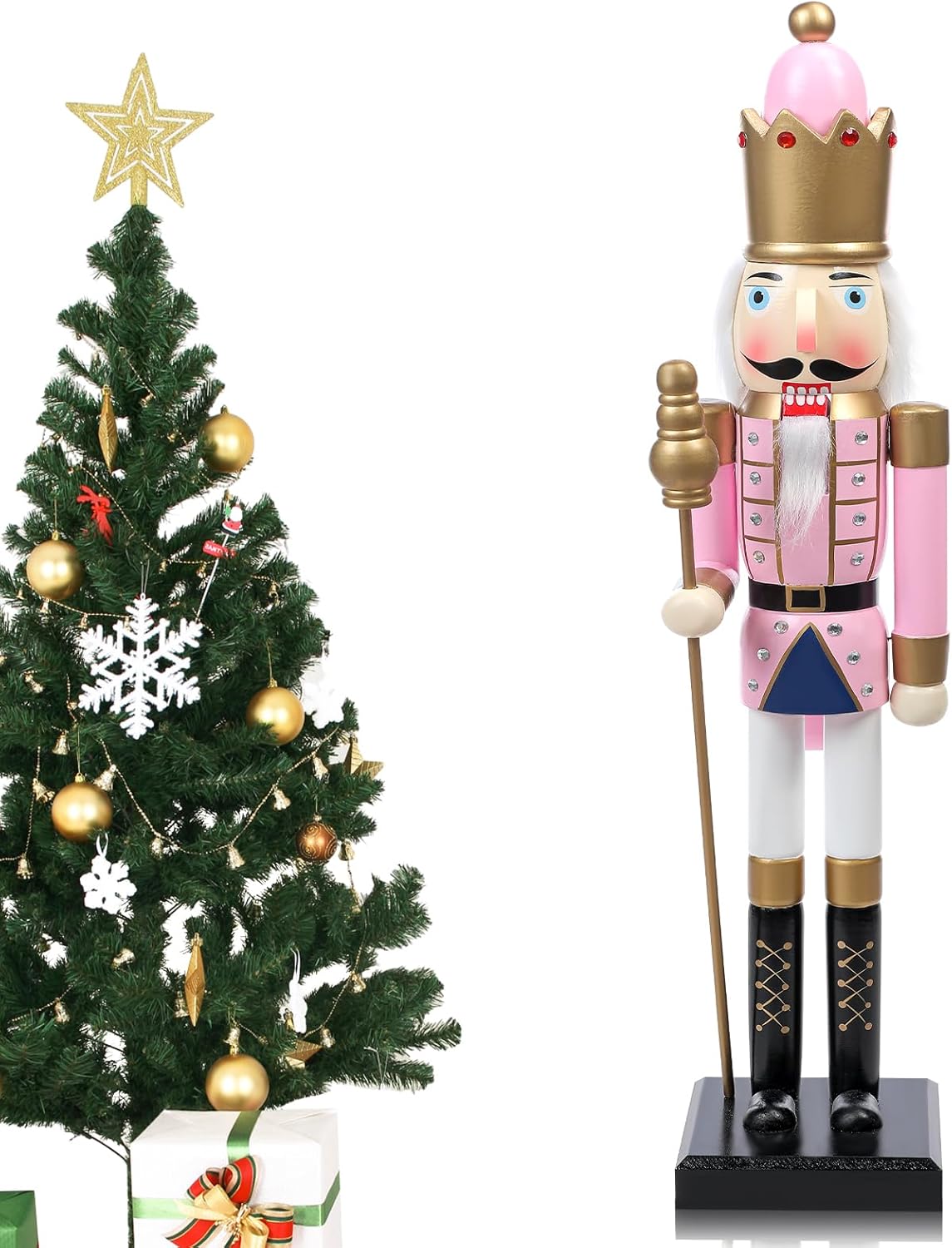Nutcrackers - Geetery 36 Inch Large Christmas Wooden Nutcracker Soldier Nutcrackers Figurine Christmas Decorations Christmas Nutcrackers on Stand for Outdoor Indoor Navidad Xmas Event Ceremonies (Cute)