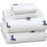 RUVANTI Flannel Sheets Queen Size - 100% Cotton Double Brushed Bed Sheets, Deep Pockets 16 Inches Queen Sheet Set, All Seasons Breathable & Extra Soft - Warm & Cozy, 4 Piece, Puppy Playoff