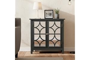 Homy Casa Accent Storage Cabinet with Doors, Modern Geometric Wooden Sideboard Buffet Cabinet with Shelves for Living Room En