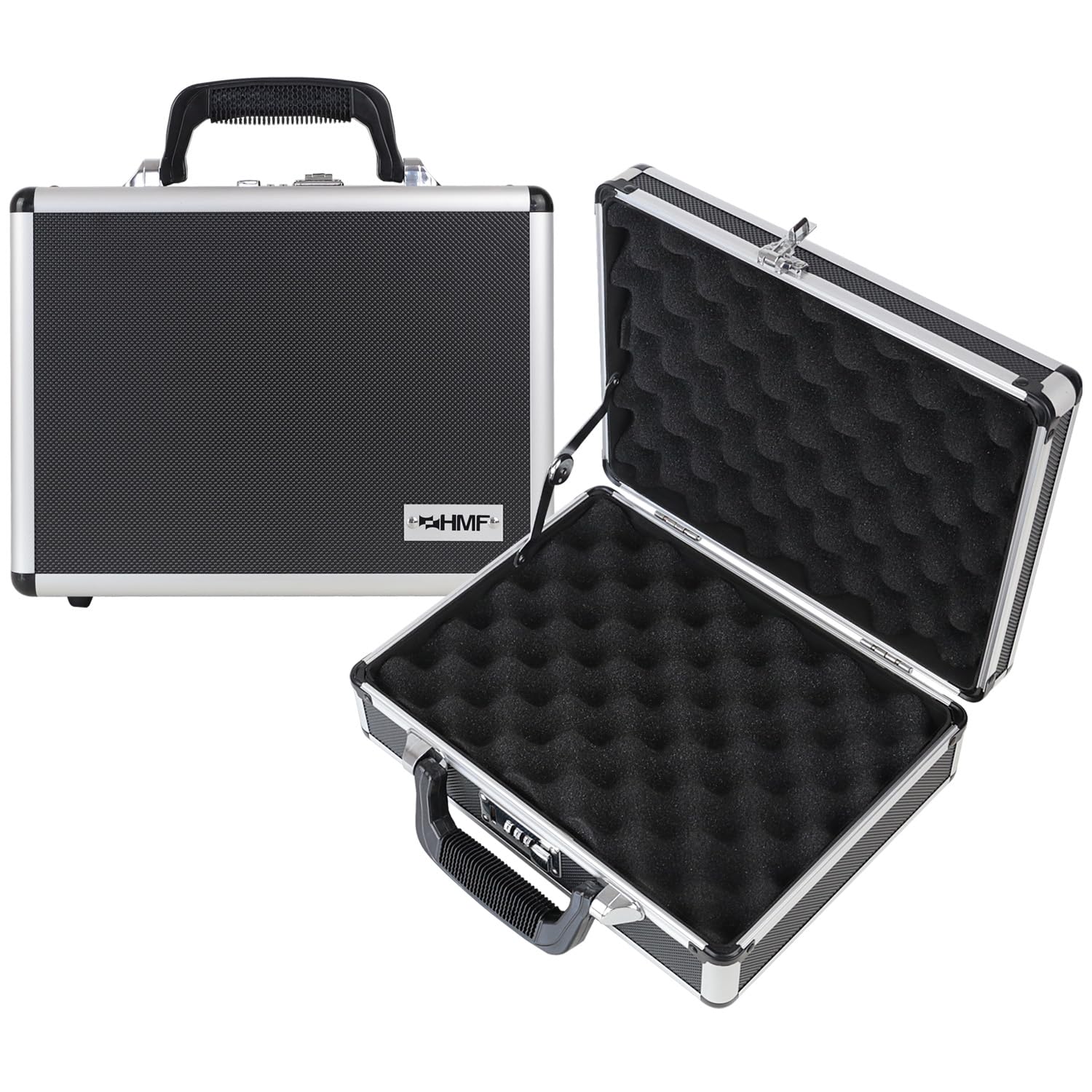 HMF 14401-02 Aluminium Pistol Case with Combination Lock | 31 x 26 x 11 cm | Black