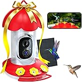 DOCOON Hummingbird Feeder with Camera Solar Powered, Hummingbird Feeders for Outdoors with 2K Bird Watching Camera, Ideal Gifts for Christmas, White Elephant Gifts