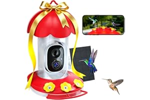 DOCOON Hummingbird Feeder with Camera Solar Powered, Hummingbird Feeders for Outdoors with 2K Bird Watching Camera, AI Identify Bird Species, Instant Notification, Idea Gift for Bi rd Lover(20 Ounces)
