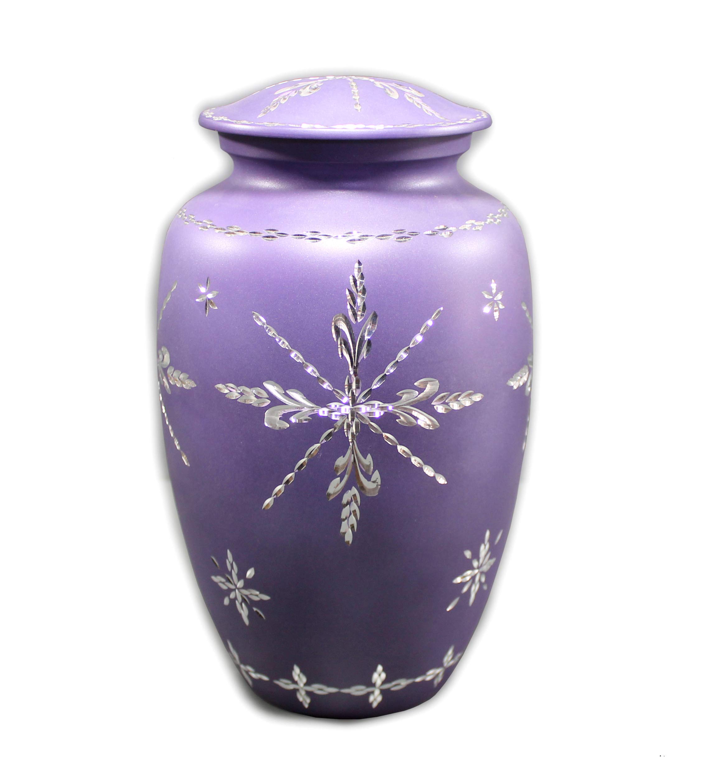 eSplanade Cremation Urn Memorial Container Jar Pot | Metal Urns | Burial Urns - Purple - 10" Inches