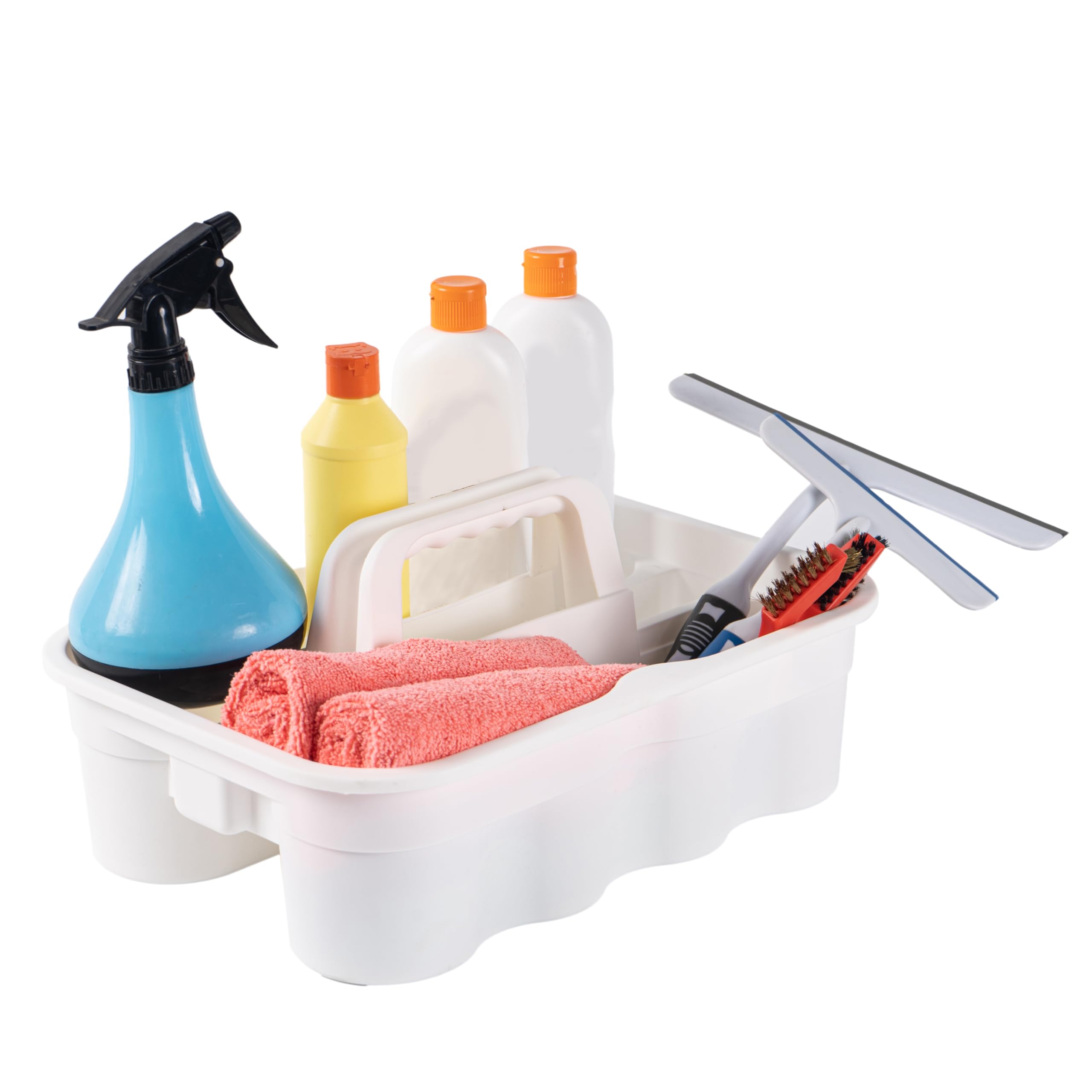 Photo 1 of Matthew Large Plastic Tote Tool & Deluxe Supply Cleaning Caddy with Handle Portable Shower Basket Storage Caddy for Cleaning Products Organizer,Take-Out Coffee/Soft Drink,Bath Multi Use - White