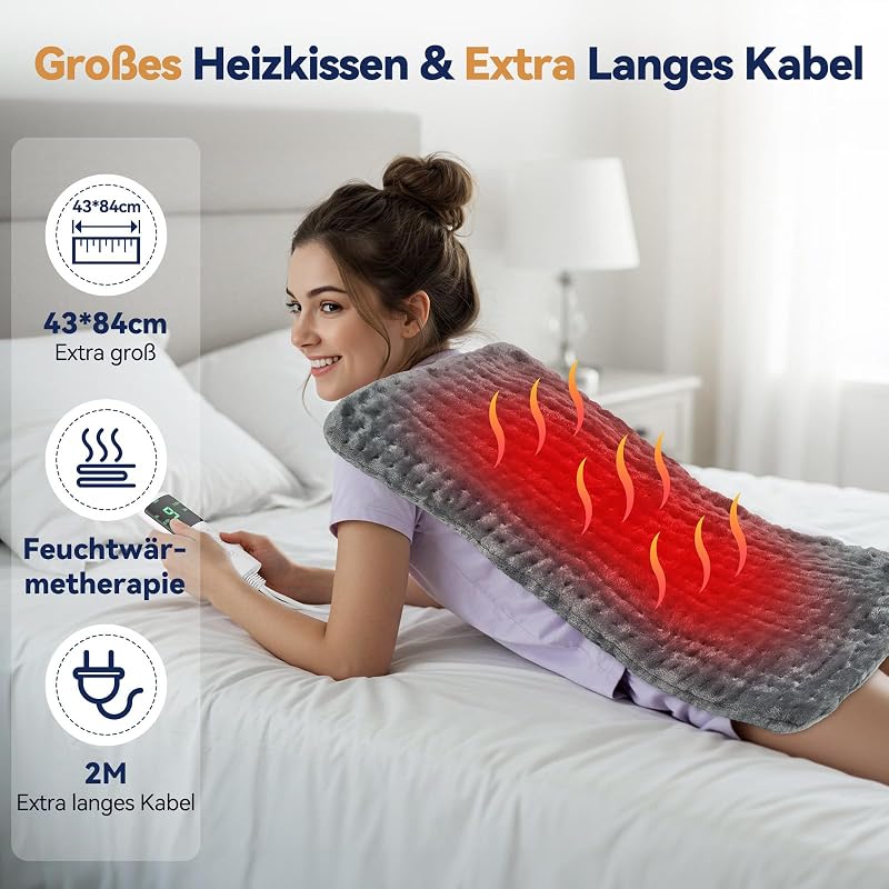 Heizkissen Größe XL- Extra Dick,Weicher Flanell [Dunkelgrau]