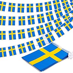 Sweden String Flag Pennant Banner, Small Mini