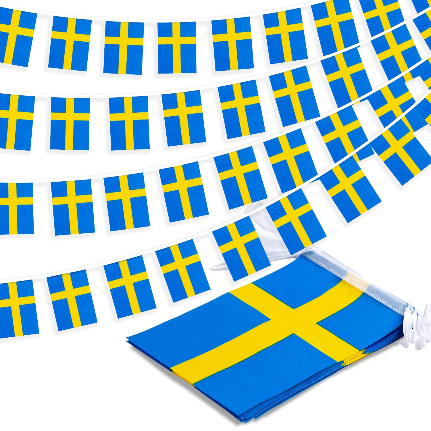 Sweden String Flag Pennant Banner, Small Mini