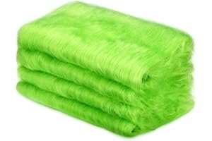 Jetec 4 Pcs Lime Green Faux Fur 10 x 20 Inch Christmas Faux Fur Fabric Squares Fluffy Halloween Fabric Patches Winter Soft Plush for DIY Craft, Gnomes, Cosplay Costume, Decoration