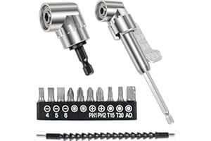 MLYNZXJSY 4Pcs 105 Degree Right Angle Drill Adapter Set Chrome Vanadium Steel 105° Right Angle Drill Attachment with Flexible Bit Extension and Bit Corner Tool Screw Hub for Tight Space (1 Set)