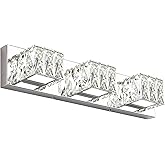 ZUZITO Chrome Bathroom Light Fixtures - Crystal 3 Lights Modern Bathroom Vanity Light - 18 Watt Dimmable LED Vanity Lights fo