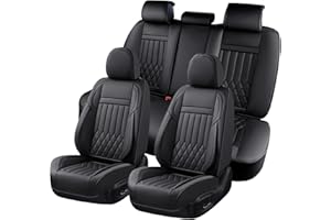KEYOOG Car Seat Covers Leather Full Set Universal 5-Seater Waterproof Breathable Nappa, Compatible with Honda Civic, Toyota Camry Corolla, Nissan Rogue Sentra, Fit for Front Rear Seats Most Sedans SUV