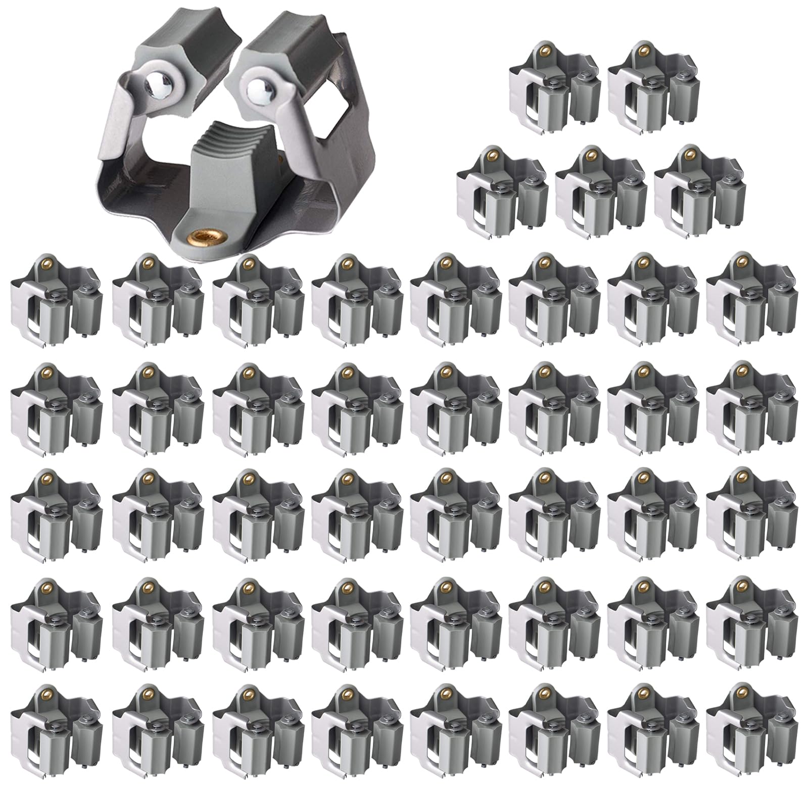 3-H Mop Holder 45 Pack,Brush Holder,Broom Holder Wall Mounted for Kitchen Bathroom Laundry Room Shed Garage Garden(Grey)