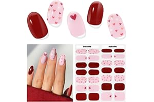 DUKASOU Semi Cured Gel Nail Strips, 28 pcs UV Gel Nail Stickers for Women Wedding Party, Work with Any UV Lamp, Long Lasting Nail Wraps for Home DIY Nails Art (Lover's Love)
