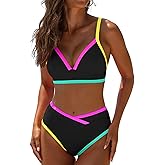 popvil High Waisted Bikini Sets for Women Neon Two Piece Swimsuit Sexy High Cut 2026 Bathing Suit