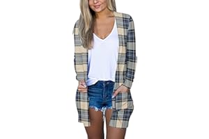 ADJHDFH Women's Open Front Lightweight Cardigan Long Sleeve Button Down Loose Outwear