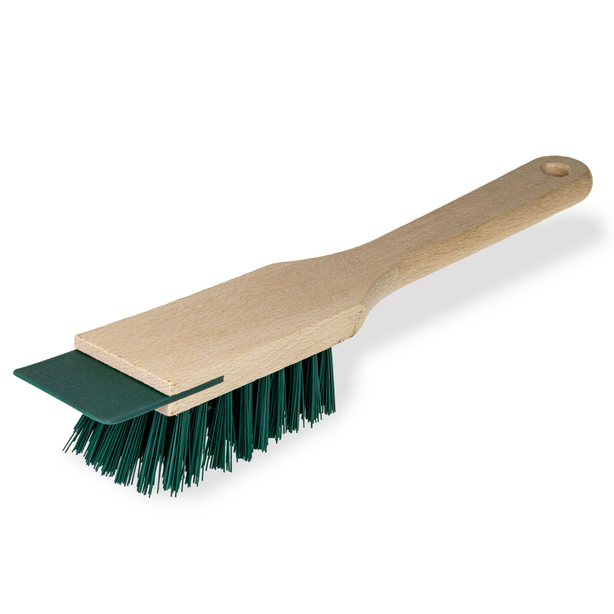Professional Garden Cleaning Brush & Scraper - Heavy Duty Wooden Handle with Stiff Bristles - For Lawn Mowers, Artificial Grass, Boots & Wellies - Outdoor Scrubber for Gardeners & Landscapers