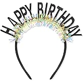 CIEHER Birthday Crown Headband for Women and Girls, Tiara with Decorations - Black