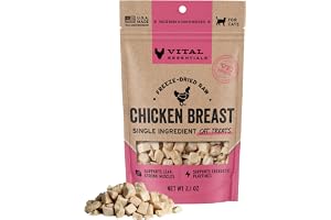 Vital Essentials Freeze Dried Cat Treats, Chicken Breast, 2.1 oz Bag | Single Ingredient, Premium Quality Protein, Grain-Free Healthy Treats, USA Made with U.S. & Globally Sourced Ingredients