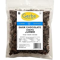 Gerbs Jumbo Dark Chocolate Chips, 1 LB (semi-sweet) - Top 14 Food Allergy Free & NON GMO - Product of Canada