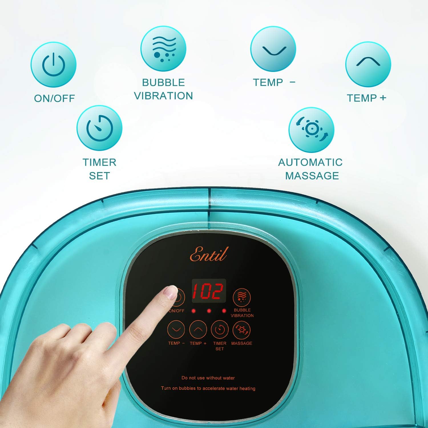 Foot Spa Bath Massager with 6 Automatic Masssage Rollers, Heat, Bubbles and Vibration, 30-60mins Timer & Temprature Settings, Pedicure Tub Soothe Your Tired Feet for Home Office Use: Health & Personal Care