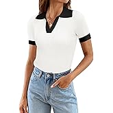 Ivicoer Womens V Neck Sweaters Dressy Casual Short Sleeve Sweater Slim Fit Lightweight Knit Tops