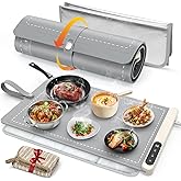 FYY Warming Mat for Food with Heat Resistant Pad, Keep Meal Warm, Grey | 7 Temp Settings, 6H Timer, Rapid and Full Surface Heating, Rollable Electric Food Warmer Mat for Countertop Party Buffet