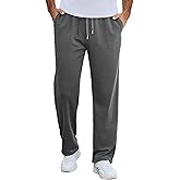 COOFANDY Men's Cotton Sweatpants Open Bottom Lounge Pants Lightweight Casual Jogger Pants with Pockets