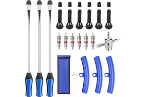 TONDA Tire Spoons, Tire Changing Kit for Motorcycle Dirt Bike Lawn Mower Tractor, Tire Removal Tool Set with Rim Protectors, Valve Tool, Valve Cores, Valve Caps, Valve Stems, Storage Bag
