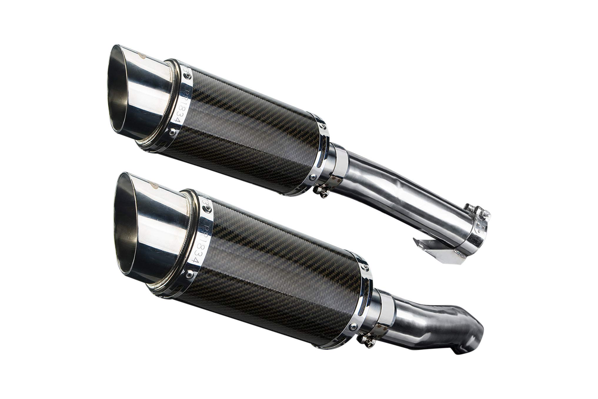 Delkevic Aftermarket Slip On compatible with Kawasaki Z1000 Ninja Mini 8" Carbon Fiber Round Muffler 10-16