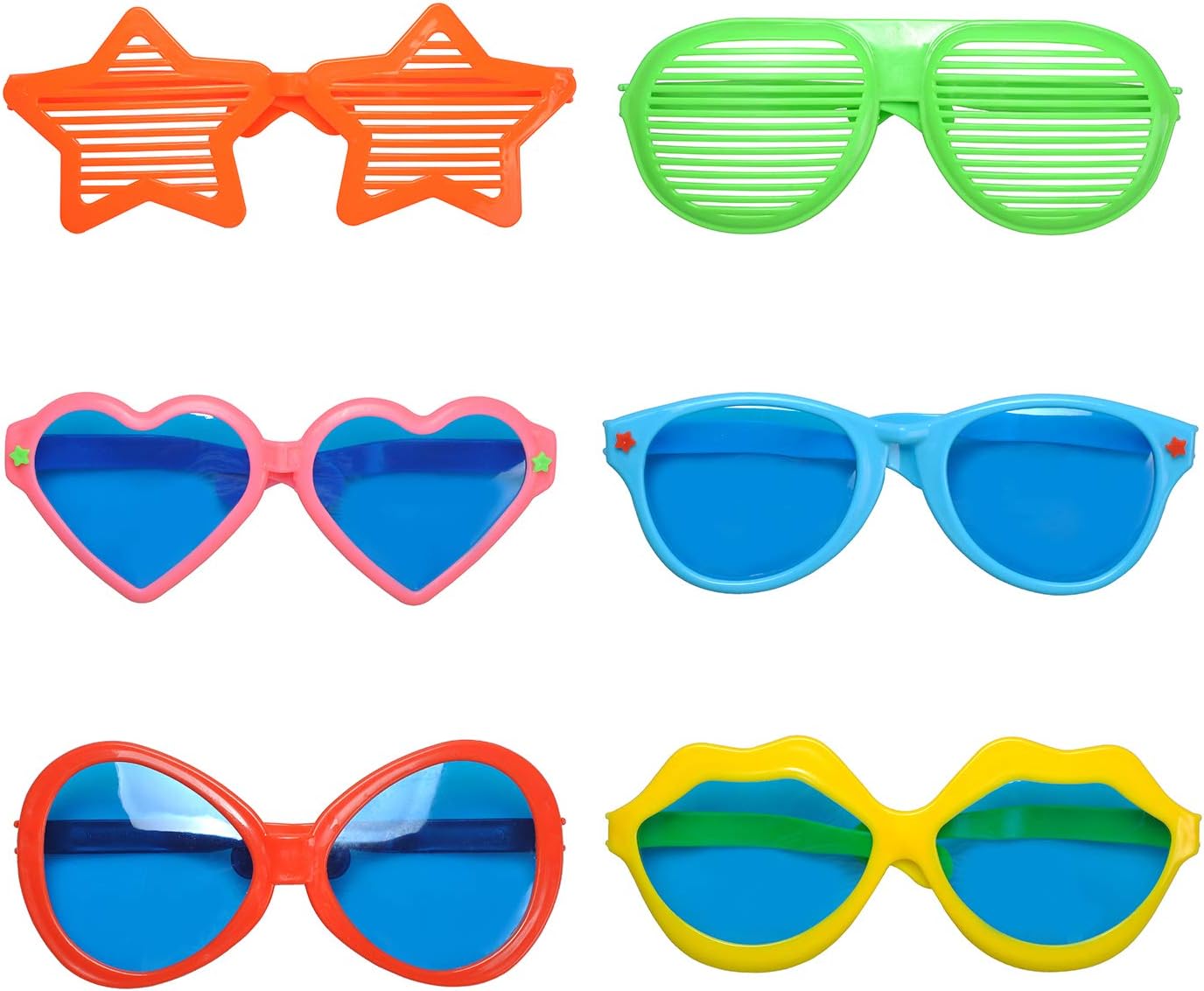 Seekingtag 6 Pack Jumbo Sunglasses Photo Booth Glasses for Costumes Cosplay Props Party