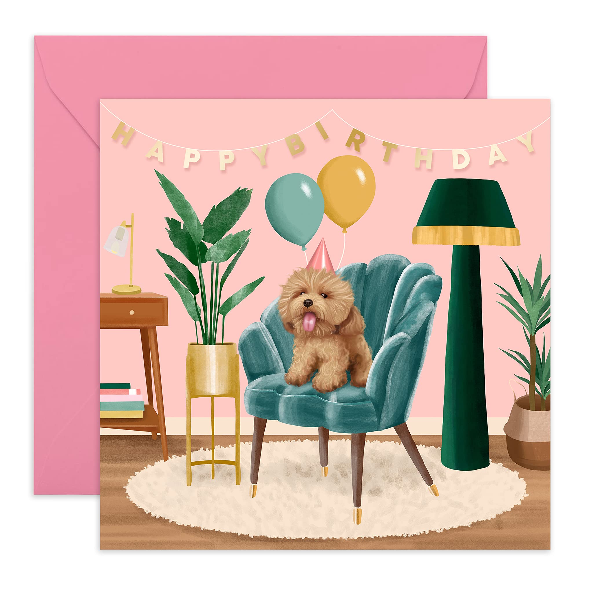Central 23 - Cute Birthday Card for Her - Armchair Dog - For Women - Comes With Fun Stickers