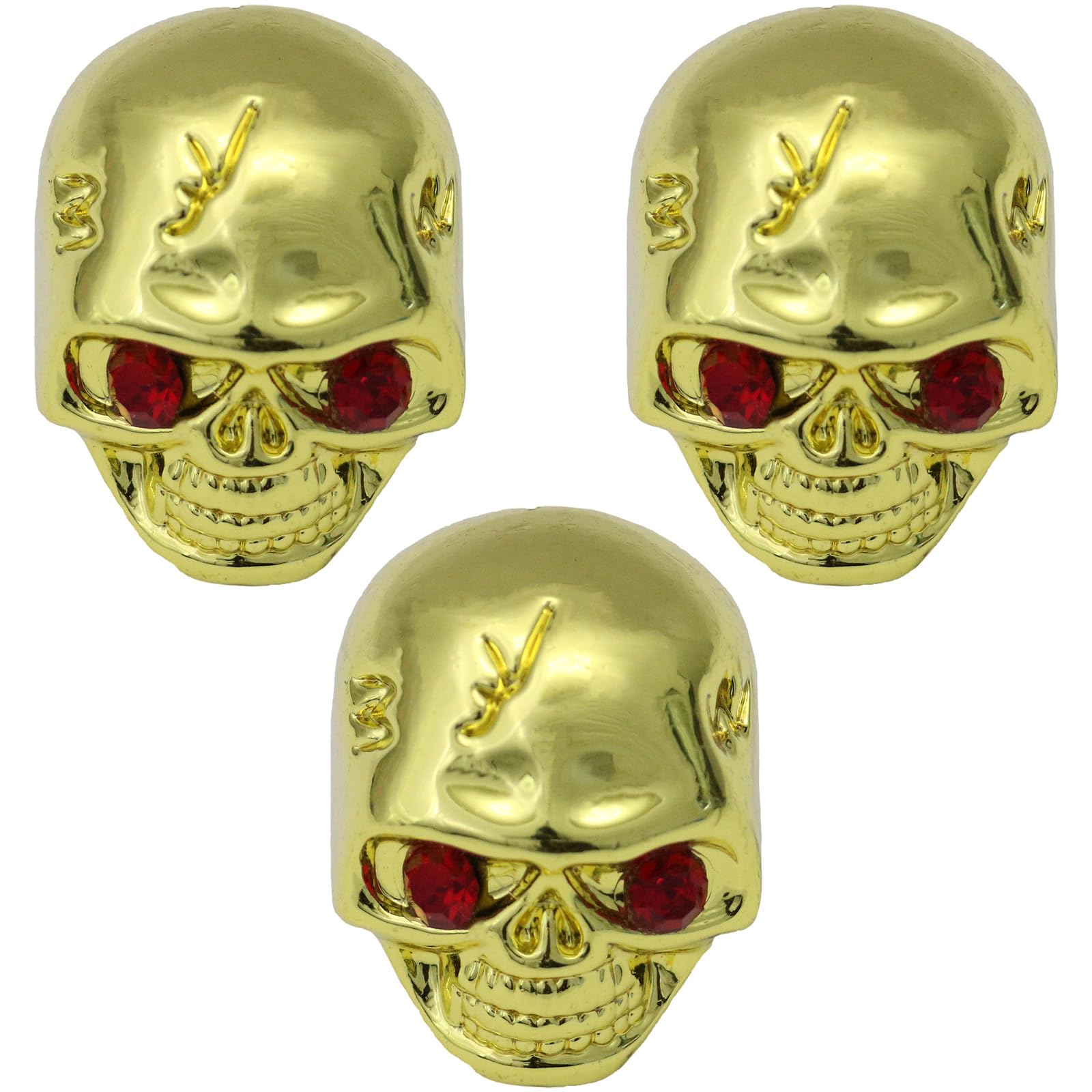 6mm Round Hole Metal Skull Guitar Volume/Tone Control Knob For Instrument/Amplifier Pack of 3 (Gold)
