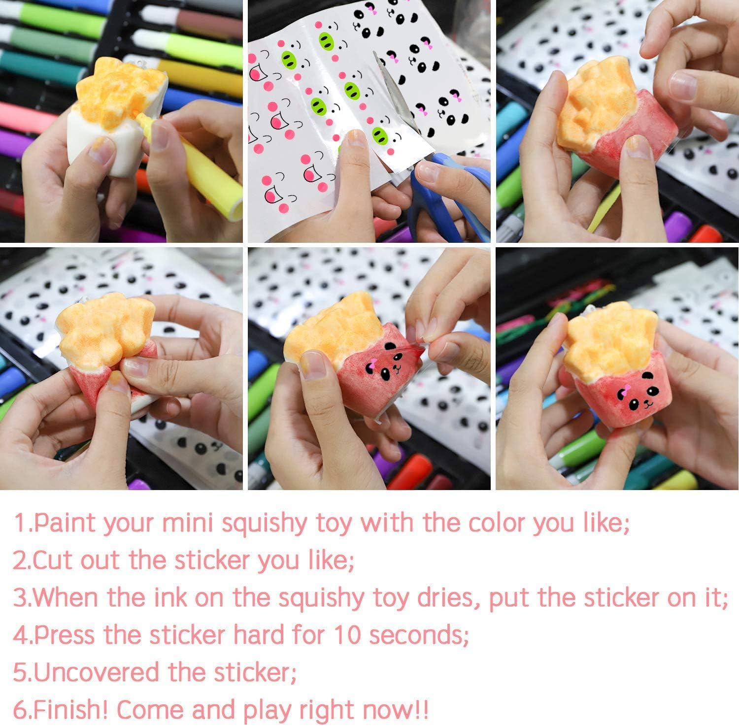 WATINC Random 30Pcs DIY Animals Squeeze Toys for Kids White Mini Squeeze Toys Creamy Slow Rising Kawaii Soft Food Education for Keychains Phone Straps Bonus Few Lanyard Random Stickers - Image 3