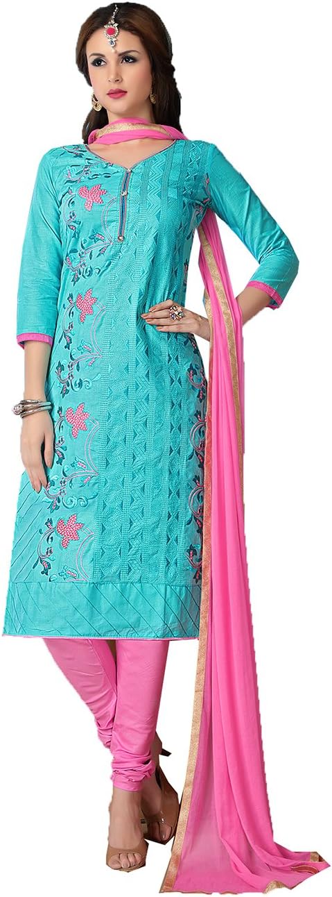 CANDY VINES Indian Women Designer Party Wear Traditional Anarkali Salwar Kameez In Sky Blue Cotton