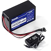 Noczeaulia 24V 5.2Ah Lithium Battery with 25.2V 1A Charger, 24V Rechargeable Battery for LED Strips and DIY Projects Black