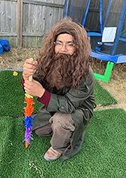 ALLAURA Brown Wizard Wig and Beard Set | Mens